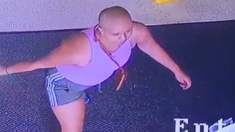 A woman who randomly attacked a baby is caught on CCTV. Picture: Victoria Police/Supplied