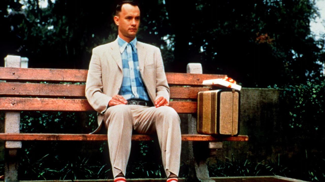 Actor Tom Hanks in scene from hugely popular 1994 film Forrest Gump.