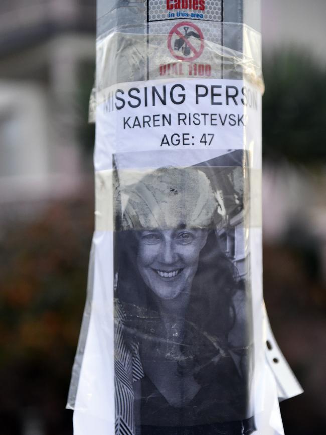 A poster for missing Karen Ristevski near her family home. Picture: Jason Sammon