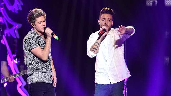 Singers Niall Horan and Liam Payne of One Direction perform onstage during 102.7 KIISFM Jingle Ball in 2015. Picture: Getty