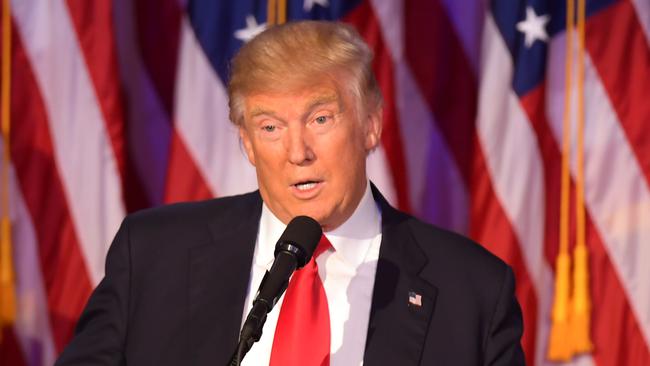 US president-elect Donald Trump delivers his victory speech in New York yesterday.