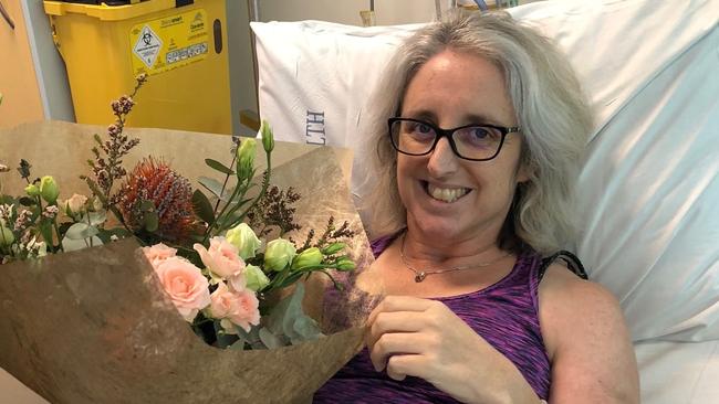 Justine Barwick, has left the Royal Brisbane to continue her treatment Royal Hobart Hospital. Picture: Supplied