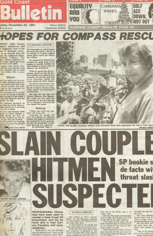 Gold Coast Bulletin 1991, December 24. Front page.