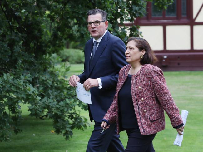 MELBOURNE, AUSTRALIA - NewsWire Photos, FEBRUARY 07, 2023:  Victorian Premier Daniel Andrews holds a press conference on the first day of Parliament in Melbourne with Lily D'Ambrosio the Minister for Climate Action. Picture: NCA NewsWire / David Crosling