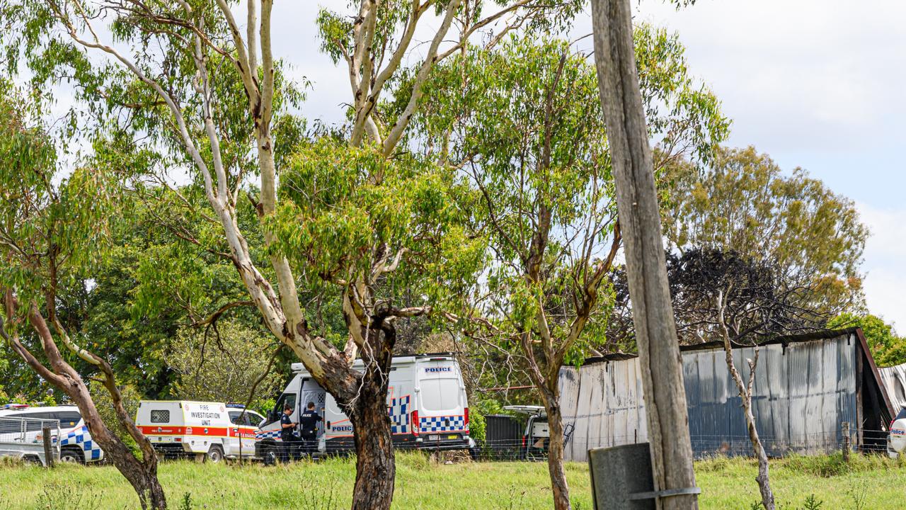 Scene at Fenwicks Road, Biggenden where a father and his 10-year-old daughter tragically died in a house fire. Photo: Paul Beutel