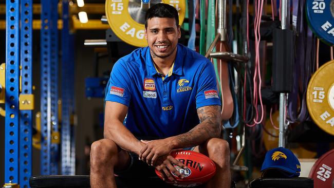 PERTH, AUSTRALIA - OCTOBER 09: Tim Kelly of the Eagles poses for a photo session for his new club after the West Coast Media Opportunity at Mineral Resources Park on October 09, 2019 in Perth, Australia. (Photo by Daniel Carson/AFL Photos via Getty Images)
