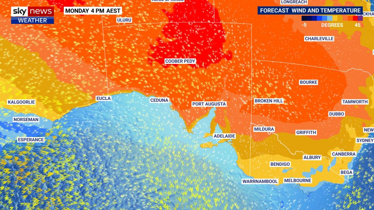 Monday is set to be hot in many areas. Picture: Sky News Weather.