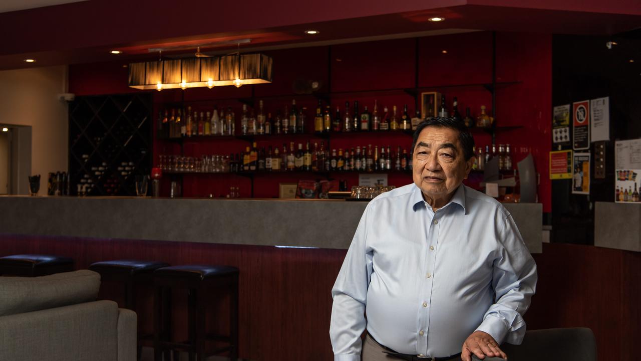 Harry Hunt poses for a photo in the empty bar of his hotel 'Hunts Hotel Liverpool' on Friday, 7 February 2020, Harry Hunt has had to lay off 10 of his staff and now only has 1 because of falloff in Chinese bookings as a result of the coronavirus. Picture Monique Harmer