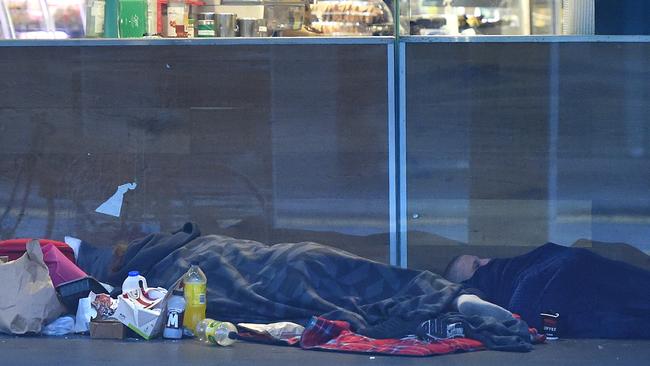 Rough sleepers on Elizabeth St. Picture: Nicole Garmston