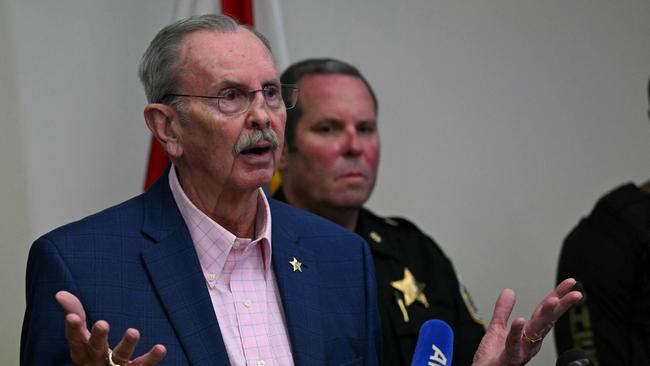 Palm Beach County Sherrif Ric Bradshaw speaks at a press conference after a shooting and apparent assassination attempt on Mr Trump. Picture: AFP