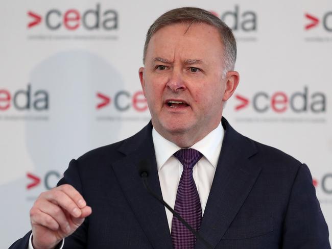 Leader of the Opposition Anthony Albanese during an address to The Committee for Economic Development of Australia (CEDA) the at the State Reception Centre in Perth, Tuesday, October 29, 2019. (AAP Image/Gary Day) NO ARCHIVING