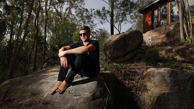 Tom Thum outside his self-made studio in Brisbane. Picture: Lyndon Mechielsen.