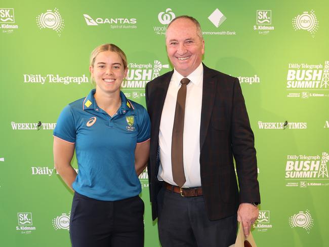 Australian cricketer Phoebe Litchfield with Barnaby Joyce. Picture: Rohan Kelly