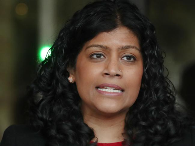 MELBOURNE, AUSTRALIA - NewsWire Photos, JUNE7, 2022. Greens MP Samantha Ratnam holds a doorstop on arriving at the Victorian State Parliament. Picture: NCA NewsWire / David Crosling