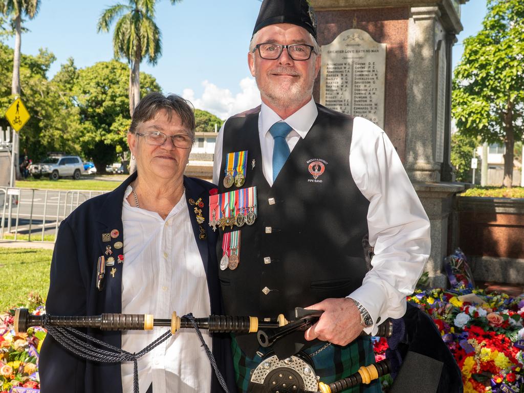 Margaret Hall and Ian Dean ANZAC Day Mackay Friday 25 April 2025 Picture:Michaela Harlow