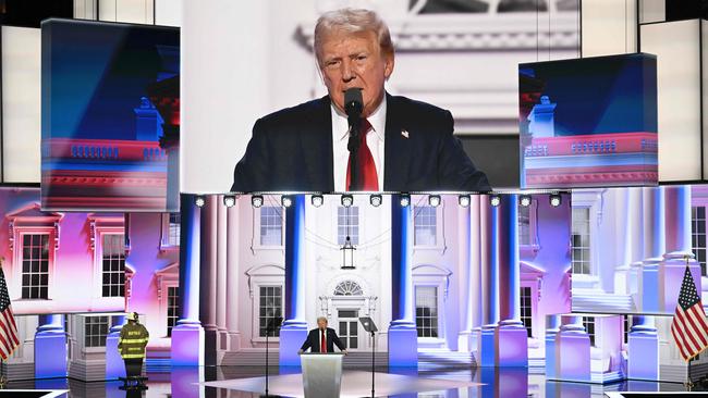 Donald Trump accepts the Republican nomination on the last day of the 2024 Republican National Convention in Milwaukee. Picture: AFP