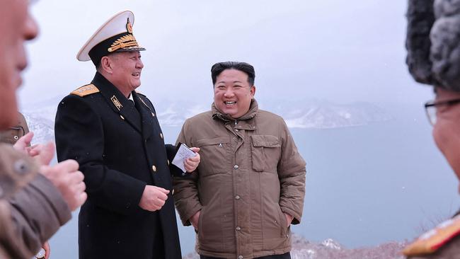 Kim Jong Un inspecting a test-fire of the submarine-launched strategic cruise missile "Pulhwasal-3-31" at an undisclosed location in North Korea on January 28, 2024. Picture: KCNA via KNS/AFP