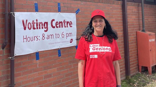 Geelong Labor MP Christine Couzens at Geelong West Town Hall voting centre.