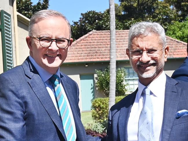 SYDNEY, AUSTRALIA - NewsWire Photos, FEB 18, 2023.The Prime Minister, Anthony Albanese meets  with the Minister for External Affairs of the Government of India, Dr S. Jaishankar  at Kirribilli House in Sydney.Picture: NCA NewsWire / Jeremy Piper