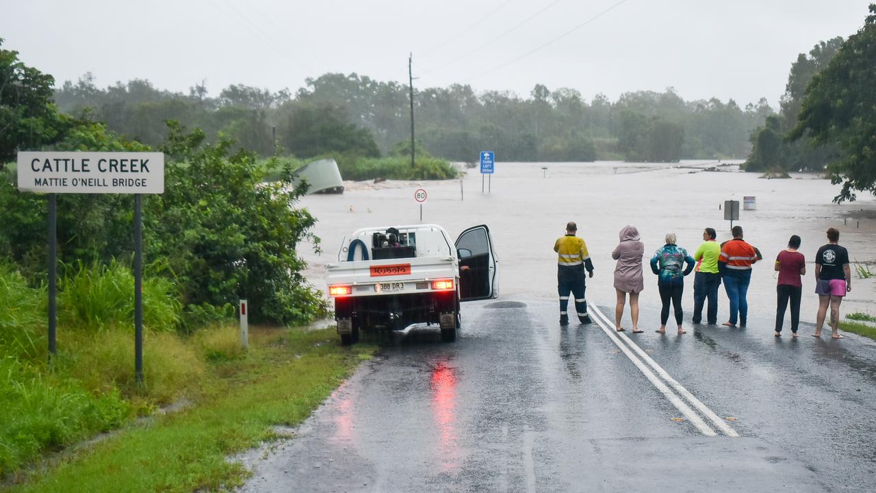 Cattle Creek at Gargett along Mackay-Eungella Rd in the Pioneer Valley west of Mackay was well and truly under floodwater on Monday, January 16, 2023. Picture: Janessa Ekert