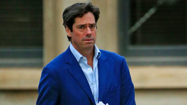 AFL chief Gillon McLachlan leaving Werribee Mansion after viewing the Adam Goodes documentary. Picture: Mark Stewart