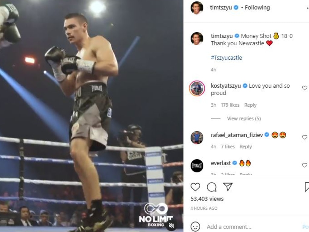 Kostya's message to Tim on Instagram.