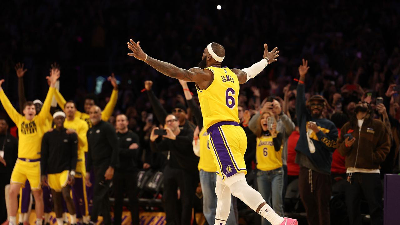 LeBron James celebrates the moment. Pic: Getty