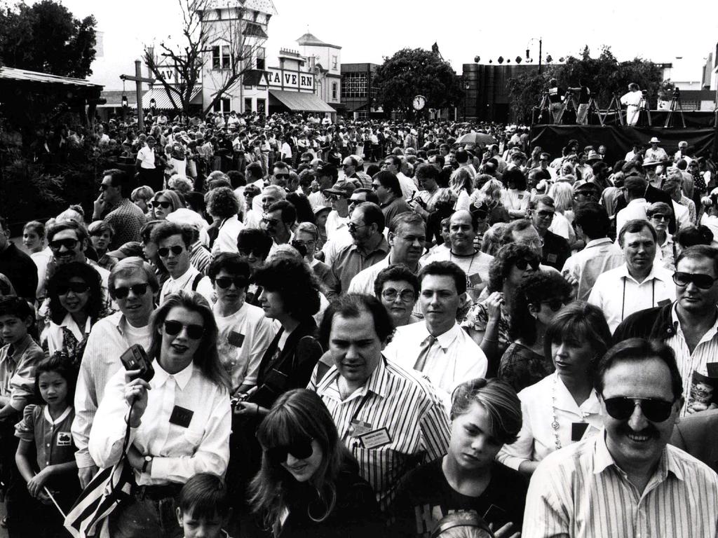 Crowds of visitors during opening of Movie World. Picture: Supplied