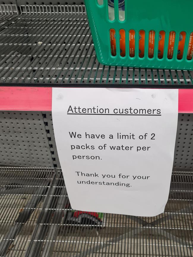 One Woolworths store has placed a limit on bottled water in response to a surge of panic buying. Picture: NewsWire