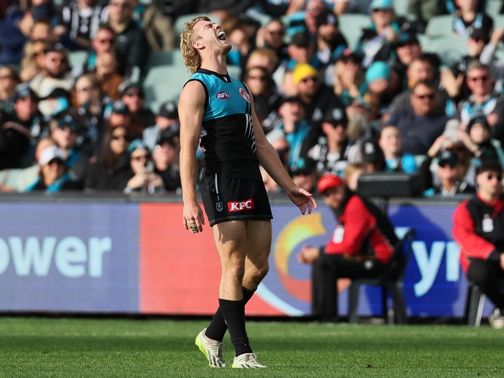 Jason Horne-Francis misses a chance against Brisbane.