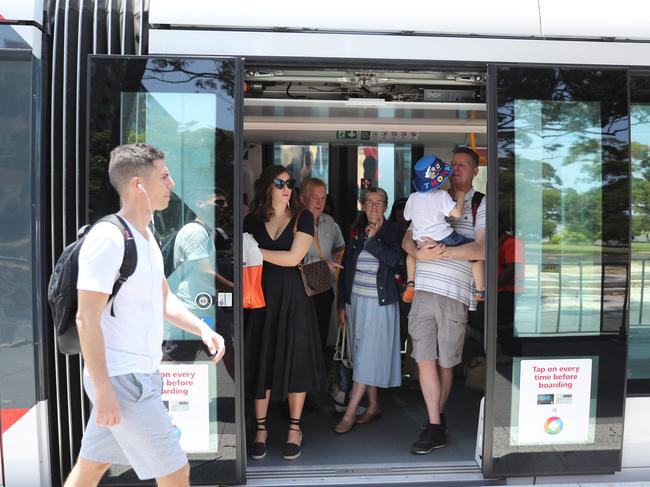 Tram passengers were forced to wait due to delays over a medical emergency. Picture: Tim Hunter