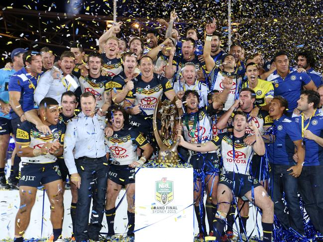 The Cowboys celebrate their inaugural premiership. Picture: NRL