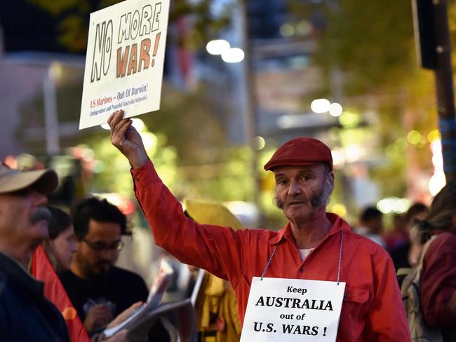 The protesters say world leaders should be working to reduce the threat of war.