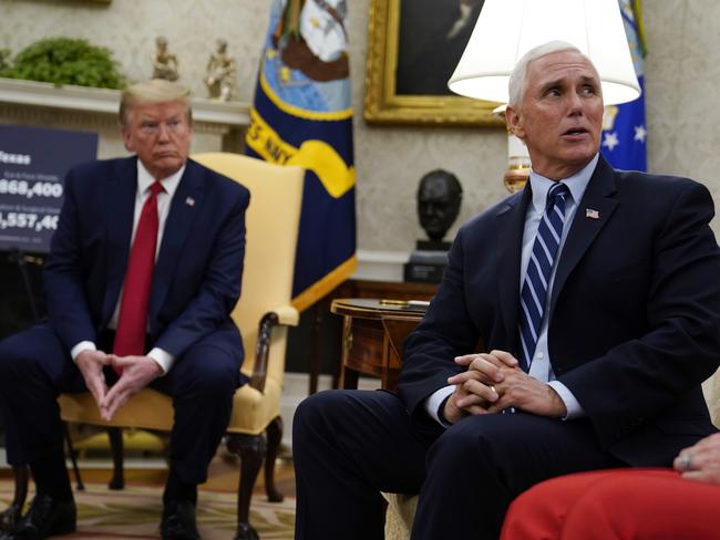 Donald Trump (left) and Mike Pence in the Oval Office earlier this week. Picture: AP