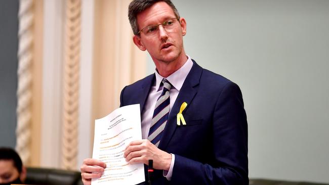 BRISBANE, AUSTRALIA – NewsWire Photos September 14, 2021: Hon Mark Bailey speaks in Queensland State parliament. Picture: NCA NewsWire / John Gass