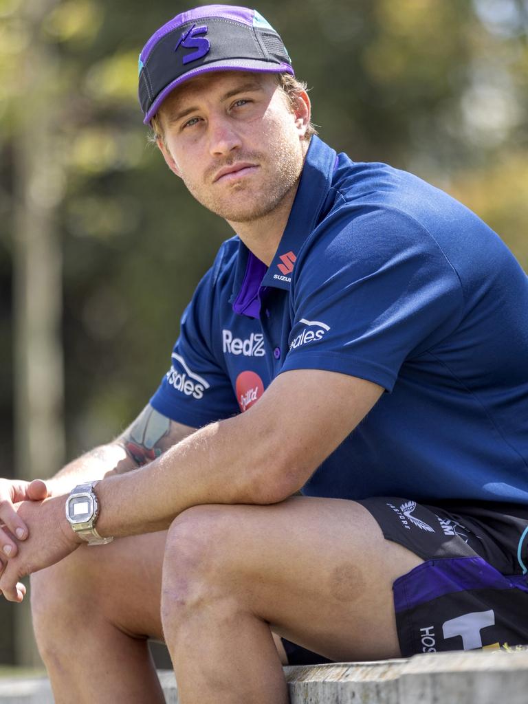 Melbourne Storm star Cameron Munster breaks his silence since his white powder scandal. Picture: David Geraghty