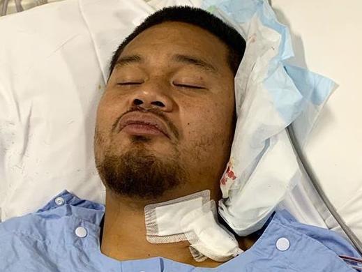 Canberra Raiders player Joey Leilua in hospital after neck surgery. Picture: instagram