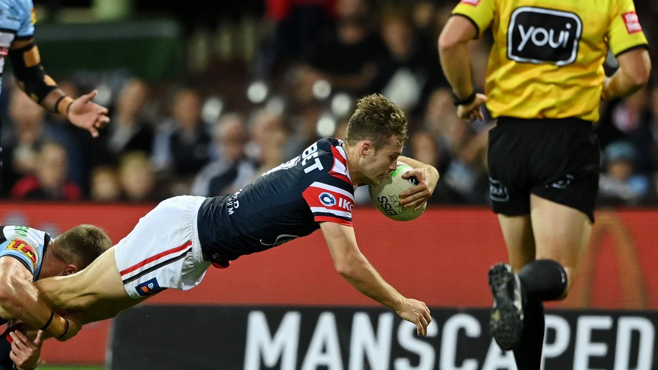 Sam Walker scores his first NRL try. Picture by Grant Trouville/NRL Photos