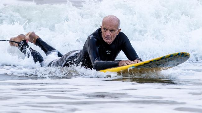 Bronwyn’s husband Jon Winfield surfing at Sharpes Beach, Skennars Head. Picture: Liam Mendes