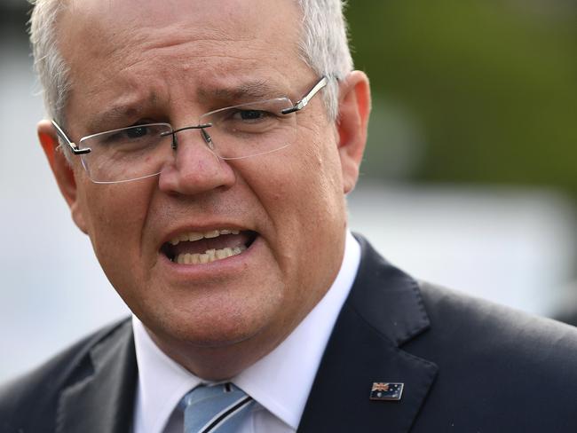 Prime Minister Scott Morrison speaks to the media during a infrastructure press conference at Macquarie Park in Sydney, Monday, June 29, 2020. (AAP Image/Joel Carrett) NO ARCHIVING