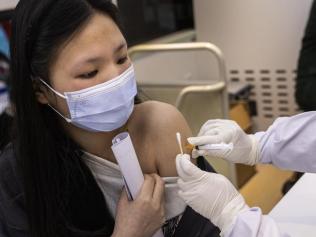 A resident receives the coronavirus vaccine in Wuhan on April 8. Picture: Getty