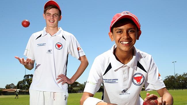 Pooraka Cricket Club players Sam Costello and Krutarth Suthar are statistically SA's best junior bowlers. Picture: Stephen Laffer