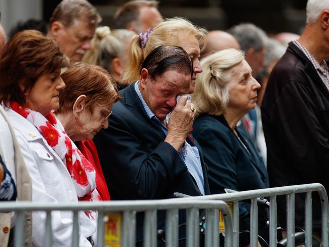 People pay their respects during the Remembrance Day ceremony held at the cenotaph in Martin Place. Picture: NewsWire / Nikki Short