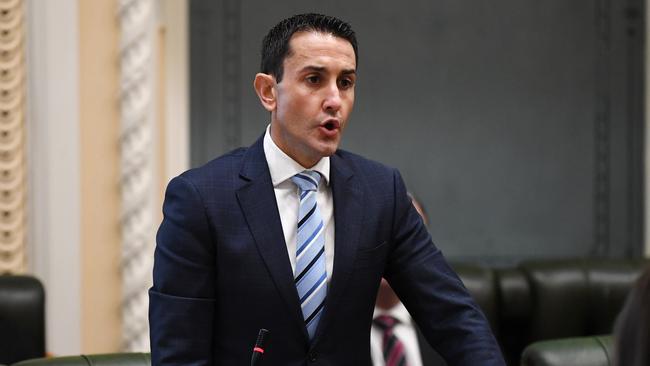 Queensland Leader of the Opposition David Crisafulli didn’t hold back, calling Steven Miles an embarrassment to every Queenslander. Picture: NCA NewsWire / Dan Peled