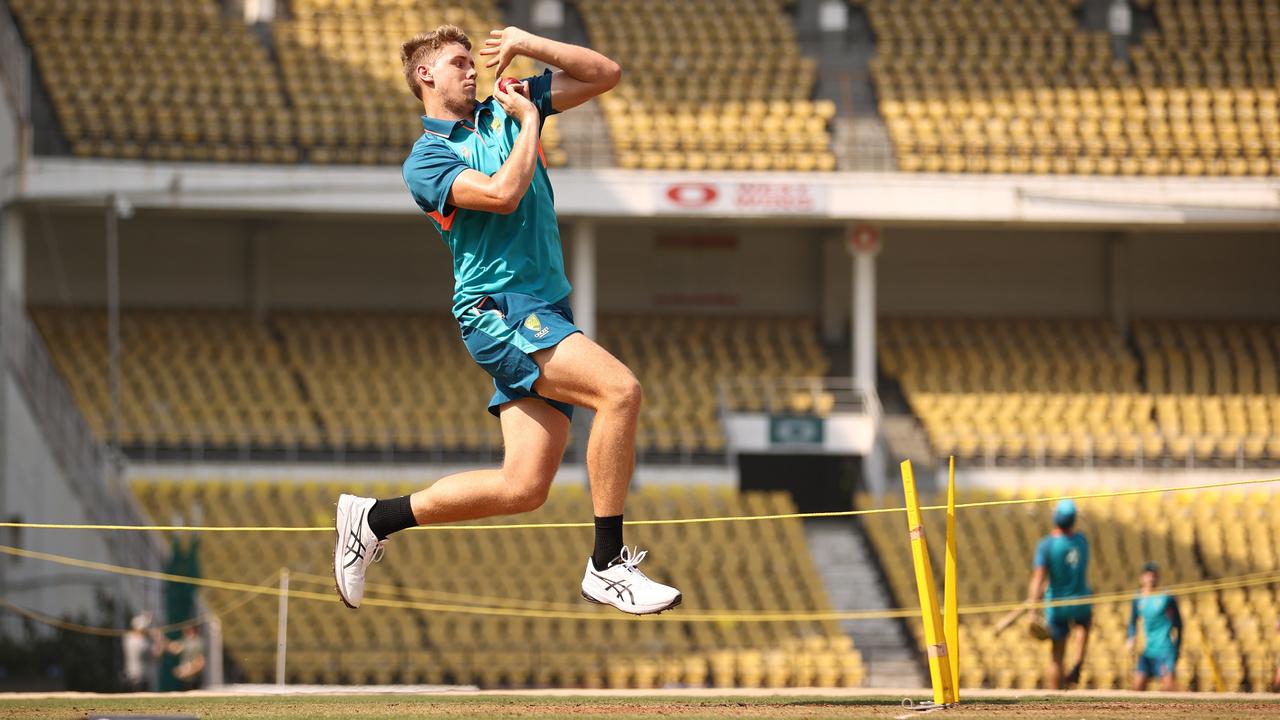 Cameron Green of Australia bowls during a training session at Vidarbha Cricket Association Ground on February 07, 2023 in Nagpur, India. (Photo by Robert Cianflone/Getty Images)