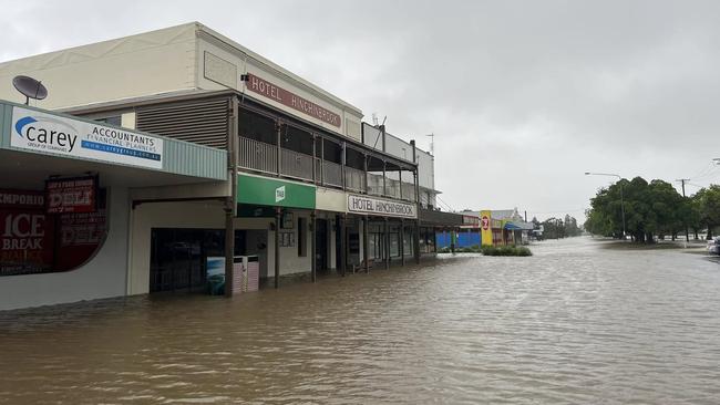 Hotel Hinchinbrook in the centre of town had seen drier weekends. Picture: Kieran Volpe