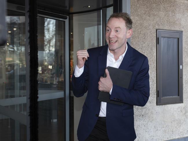 Former leader of the opposition David Spiers leaves the ABC building in Collinswood. 9th August 2024. Picture: Brett Hartwig