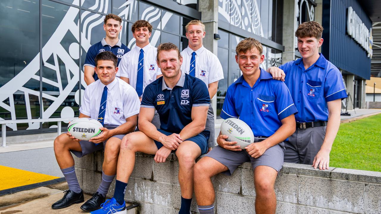 (L-R Back) Tom Duffy, Kye Connell, Patrick Fanning, Bradley Pilchowski. (L-R Front) Sitiveni Afu, Coen Hess, Harrison Johnstone. Picture: Alix Sweeney