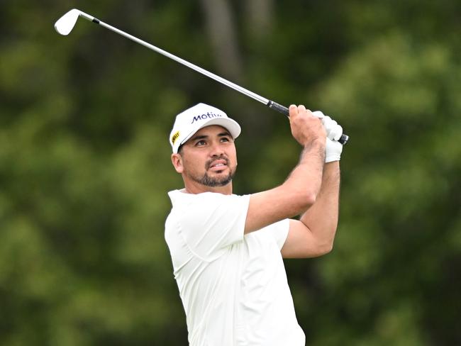 BRISBANE, AUSTRALIA - NOVEMBER 21: Jason Day of Australia plays his second shot on the sixth hole on day one of the BMW Australian PGA Championship 2024 at Royal Queensland Golf Club on November 21, 2024 in Brisbane, Australia. (Photo by Bradley Kanaris/Getty Images)