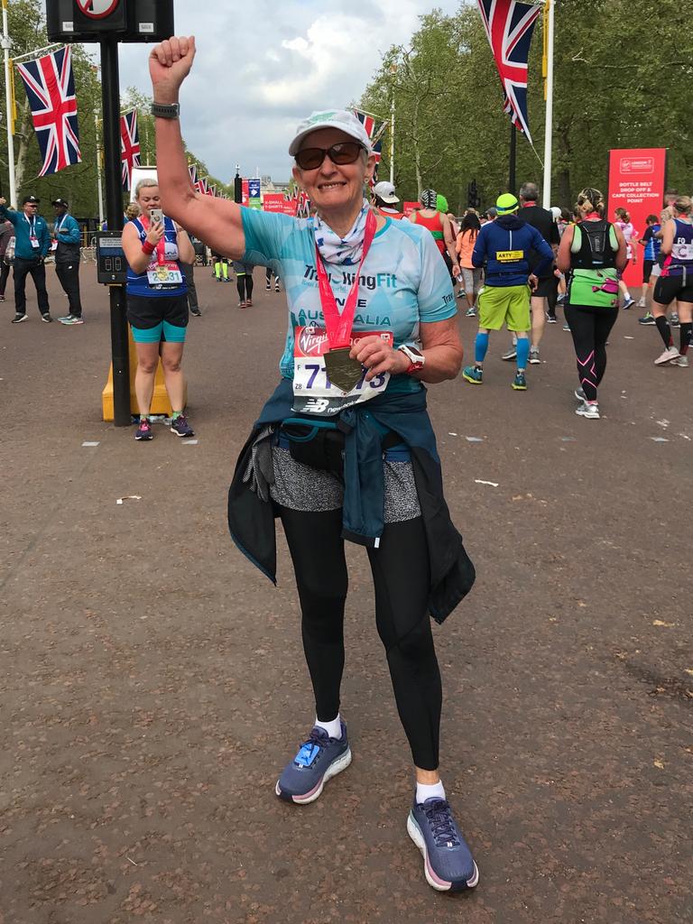 Anne Boyd after completing the London Marathon in 2019.